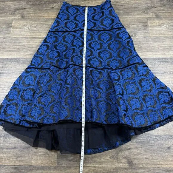 Shrine Of Hollywood Tapestry Vintage Goth Black Blue Maxi Skirt Sz S Long